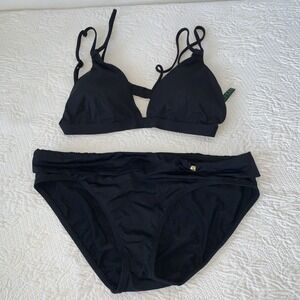 Ralph Lauren Womens Solid Double Strap Swim Top & Bottoms Size 6 NWOT Resort